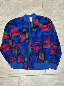 VTG 90s Teddi Jacket 21x25” Art Boho Abstract Picasso Style Bomber Pads Medium - Picture 1 of 10