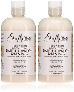 2 Shea Moisture Daily Hydration Shampoo Bottles - 100% Virgin Coconut Oil - 13oz - Picture 1 of 1