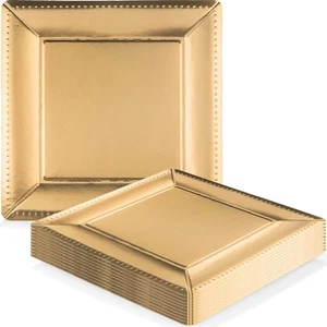 Luxurious Gold Square Edge Beaded Paper Disposable Charger Plates - 13" (Pack... - Bild 1 von 5