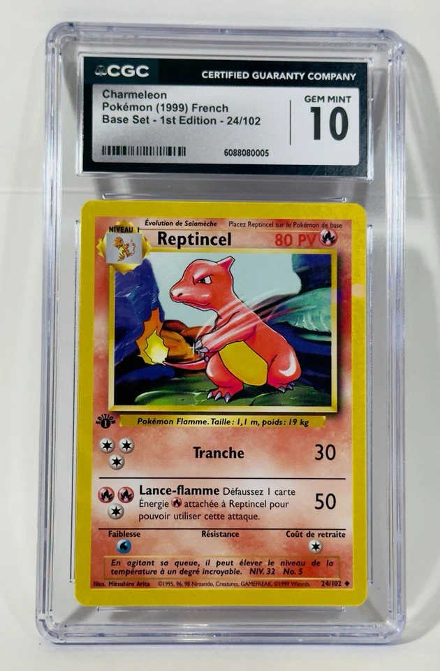 Pokemon Reptincel (Chameleon) 1st Edition French Base Set CGC 10 - Image 1 of 1