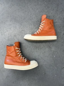 Rick Owens Mainline Orange Ramones Leather High Top Size 45 / US 12 - Picture 1 of 9