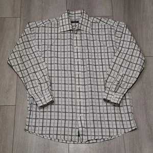 Burberry Dress Shirt White Men's Squares Casual Party Size 16.5 L Made In USA  - Picture 1 of 9