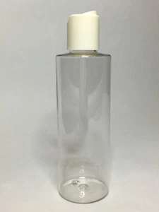 Empty 150ml PET Plastic Cylindrical Bottles And White Disc Top Cap ANY AMOUNT - Picture 1 of 3