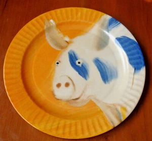 Anthropologie Holly Frean La Granja No. 4 Plato de Postre de Cerdo Animal Plato Naranja - Imagen 1 de 8