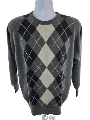 Johnstons Of Elgin Men's 100% Cashmere Argyle Crewneck Sweater M Scotland - Image 1 of 4