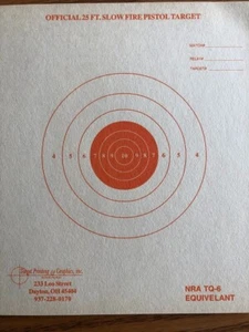 TQ-6 Equivalent 25 Foot Slow Fire Pistol Target - 100 targets on paper (Red). - Picture 1 of 3