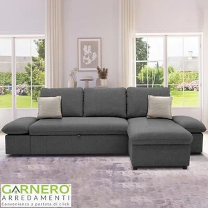 Divano letto angolare 3posti 260x148cm con contenitore penisola antracite ARTURO - Foto 1 di 6