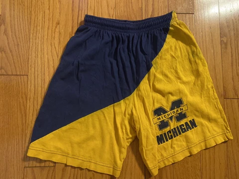 Vintage Michigan Wolverines Colorblocking Shorts Cotton Size Small Cover