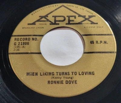 Ronnie Dove – When Liking Turns To Loving / Kiss Away 45 RPM Record 7" Foto 1 de 4