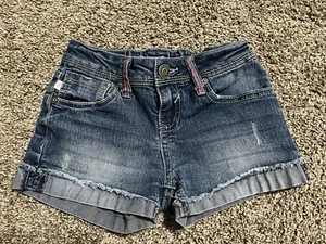 Tommy Bahama Youth Girls Distressed Cuffed Denim Shorts sz 7 adj waist - Picture 1 of 4