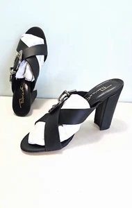 FEDERICA STELLA Mujer Talla 7.5 TODO Cuero Mula Deslizable Sandalia Tacón Zapatos ITALIA - Imagen 1 de 8