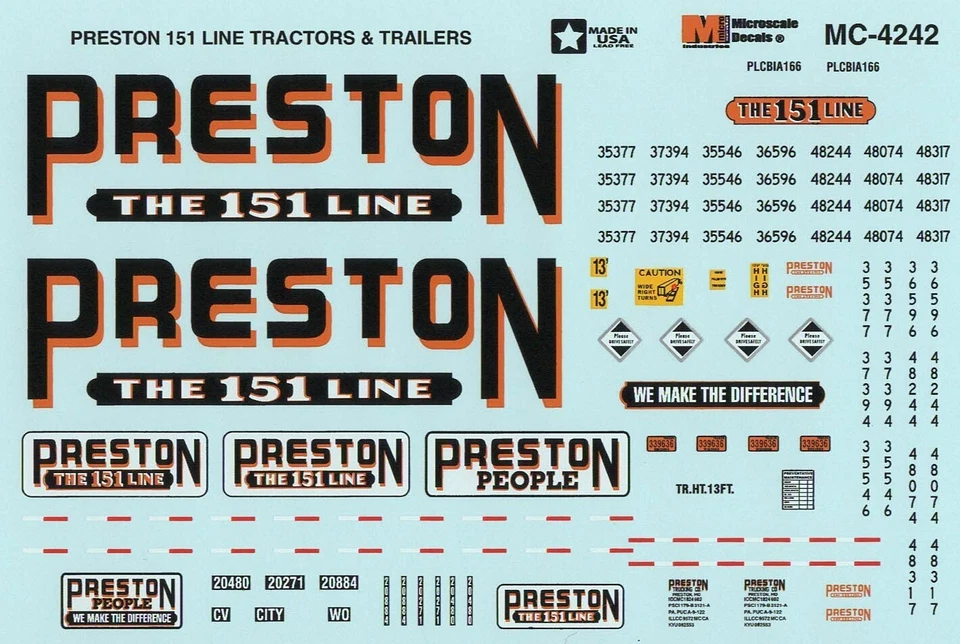 Calcomanías de remolque semirremolque Preston 151 línea 1/87 microescala MC-4242 HO Foto 1 de 1