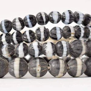 Black Dog Tooth Ruffle Trade Beads 30 Inch - Picture 1 of 7