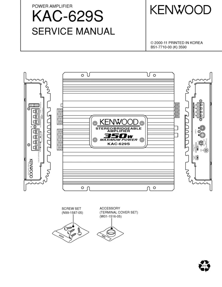 Servizio Manuale di Istruzioni per Kenwood KAC-629 S - Immagine 1 di 1