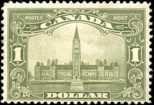 Canada Mint H F $1.00 Scott #159 Parliament 1929 King George V Scroll Stamp - Picture 1 of 2