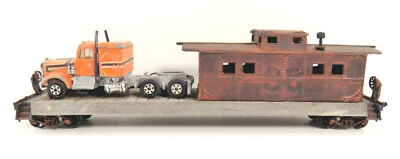  HO SCALE FLAT CAR SEMI-TRUCK TRAIN CUSTOM LOAD CABOOSE COLLECTIBLE TOYS GIFT  - Image 1 of 4