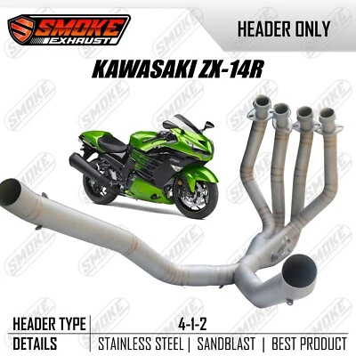 Tubo de escape de cabezal 4-2-1 apto para Kawasaki Ninja ZX-14R 2012-2020 acero inoxidable Foto 1 de 4