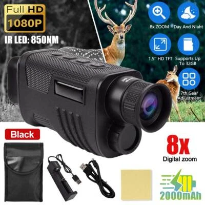 8X Digital Zoom IR 850nm Night Vision Monocular Rechargeable Hunting Telescope - Image 1 of 4