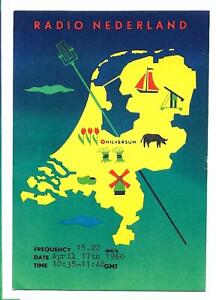QSL Radio Nederland Hilversum Microphone Map 1960 Happy Station Holland DX SWL