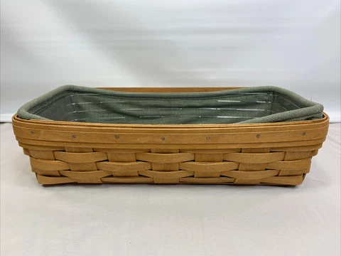 Longaberger Bread Basket Loaf Oblong w/ Liner 14.5 X 7 X 3.5 Vintage U.S.A. L25 Cover