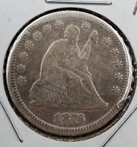 Moneda de cuarto de plata 1876 P sentada Liberty detalles en muy buen estado - Imagen 1 de 4