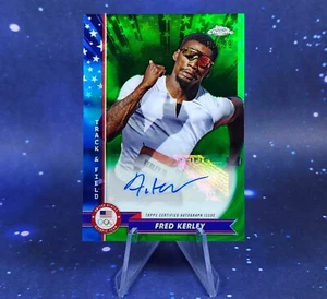 Fred Kerley Auto 99/99 2024 Topps Chrome Olympic Team USA Track & Field Green - Picture 1 of 14