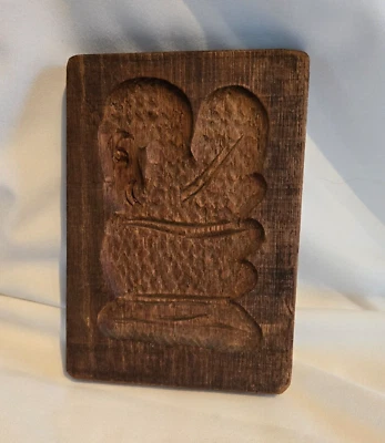 VINTAGE TURKEY PATTERN WOODEN COOKIE CANDY MOLD - Image 1 of 4