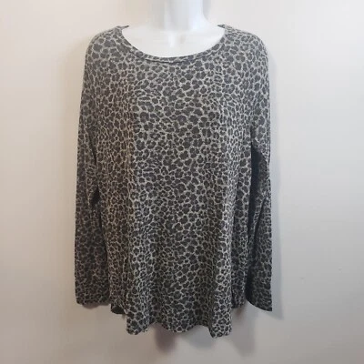 Túnica Grayson Threads Mujer Gris Negro Leopardo Guepardo Manga Larga Grande L/B13 Foto 1 de 4