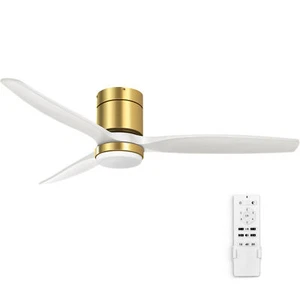 52 Inch Ceiling Fan with Light and Remote Flush Mount Fan Light With 3 Blades - Picture 1 of 9
