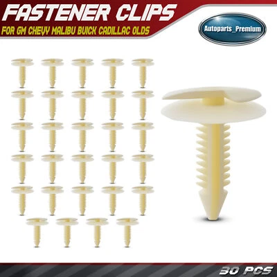 30Pcs 7.94mm Nylon Door Trim Panel Retainer Clips Double Head for GM Chevy Buick - Image 1 of 4