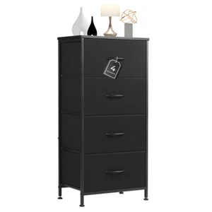 4-Drawers Dresser Storage Tower for Bedroom Skinny Cabinet with Fabric Bins - Picture 1 of 30