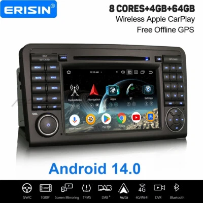 64GB Android 14 Autoradio Navi Mercedes BENZ ML/GL-Klasse W/X164 CarPlay CD DAB+ - Bild 1 von 4