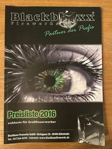 BLACKBOXX Feuerwerk Katalog 2016 90 Seiten Großfeuerwerk Pyro Silvester F4 - Bild 1 von 2