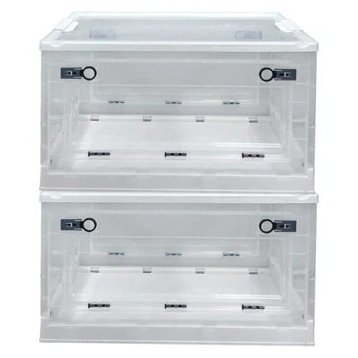 Large 55/80L Storage Bin Organizing Container Clear Folding Organizer Box - Image 1 of 4