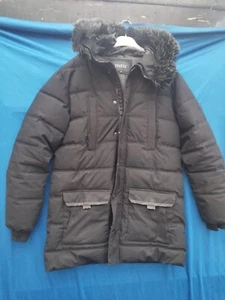 Long STATUS winter jacket for Men size Medium Faux Fur Hood Black Parka - Picture 1 of 3