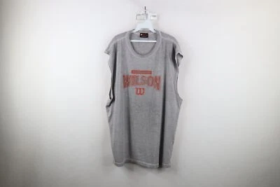 Camiseta gris vintage de los 90 Wilson para hombre 2XL aplastada deletreada sin mangas muscular Foto 1 de 4