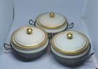 Set of 3 Antique Dessert Ramekin Lenox Lidded Bowls R&B Sterling Silver Holders