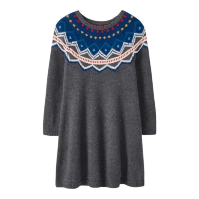 Hannah Andersson Long Sleeve Wool Blend Fair Isle Sweater Dress Girls' 6-7 - Image 1 of 4