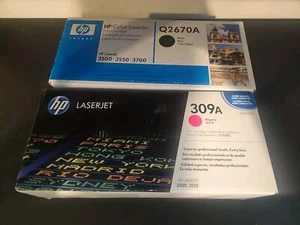 2 NEW HP Toner Cartridge 309A Q2673A Mag Q2670A BLACK LaserJet 3500 3550 OEM - Picture 1 of 3