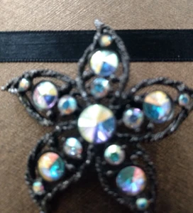 Weiße graue Aurora Borealis schwarzer Seestern Brosche authentisch neu aus altem Lagerbestand - Bild 1 von 2