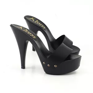 Zuecos Negros Mate Hechos En Italia 35 A 42 - Tacón 13 - K9502 NEGRO - Imagen 1 de 8