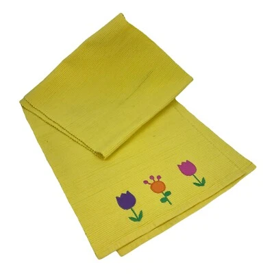 Easter Decor Table Runner Spring Flower Yellow Ribbed Embroidered applique 67in  - Image 1 of 4