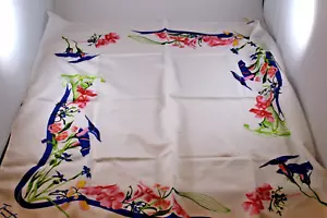 Vintage Trimingham's of Bermuda Scarf Morning Glory Floral 26" White Italy - Picture 1 of 3