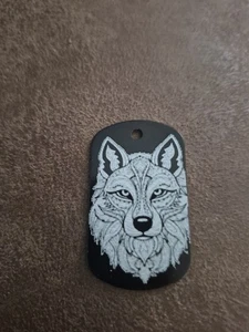 Wolf Head GI Dog Tag Aluminum Keychain/ Necklace - Foto 1 di 2