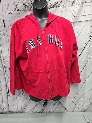 Venezia Sport Sudadera con Capucha Roja Cremallera Completa Manga Larga Mujer Talla 22/24 AMERICA Foto 1 de 4