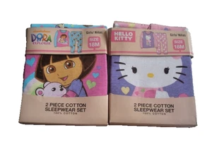 Girls Pajamas Set of 2 Kitty & Dora Cotton Size 18 Months NEW - Picture 1 of 2