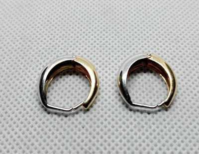 14K 2-TONE YELLOW GOLD/WHITE GOLD HOOP EARRINGS - Image 1 of 4