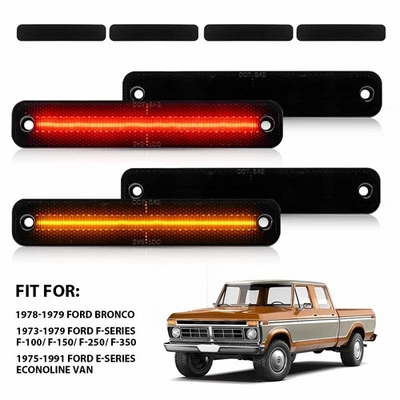 Luces de señalización laterales LED ahumadas para camioneta Ford F350 Ford Bronco 73-79 F250 F150 Foto 1 de 4