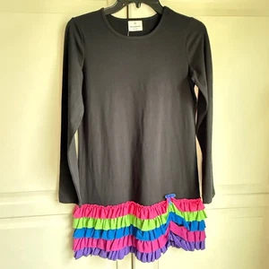 Hanna Andersson Dress Ruffle Bottom Long Sleeve Black 14-16 Girls 160 New - Picture 1 of 6