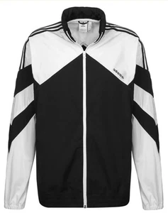 ADIDAS Originals PALMESTON Windbreaker - BLACK White Jacket Packable Hood Mens L - Picture 1 of 24
